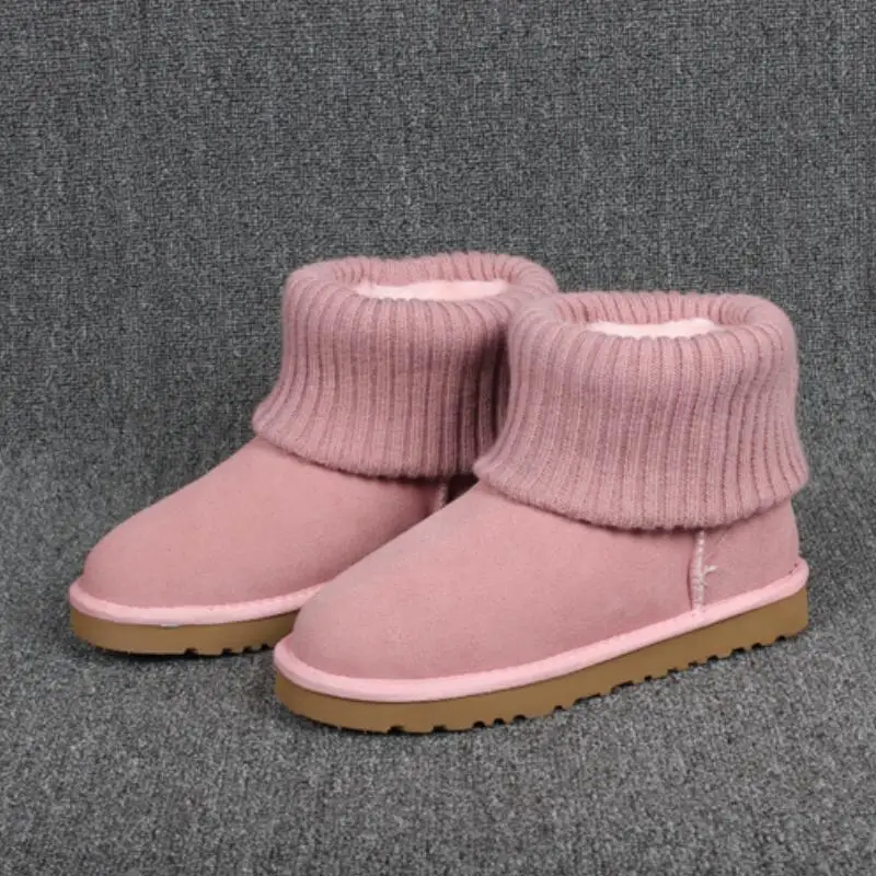 Women Australia Classic Style Snow Boots Winter Warm Leather Flats Warterproof High-quality Cotton edge Ankle Boots size - Цвет: photo color
