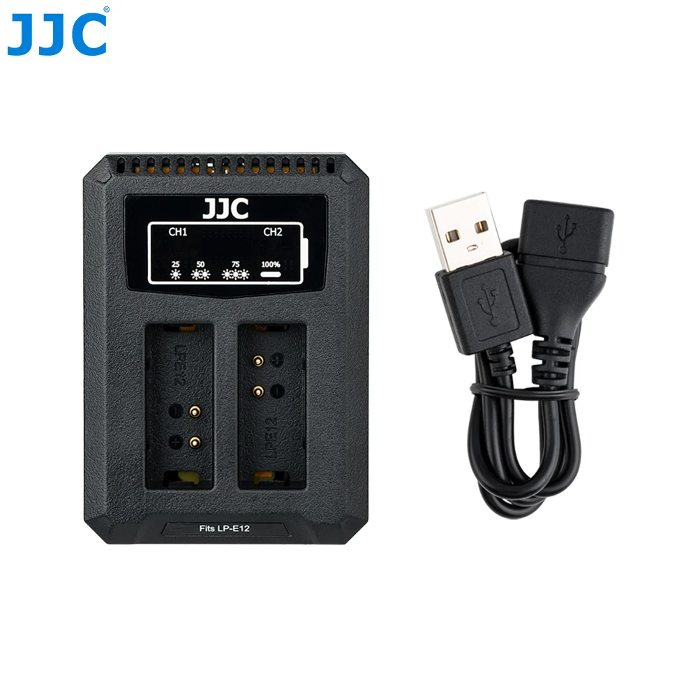 JJC USB двойное зарядное устройство для Canon LP-E12 LPE12 батареи на камеру Canon PowerShot SX70 HS EOS M M50 M100 заменяет LC-E12C