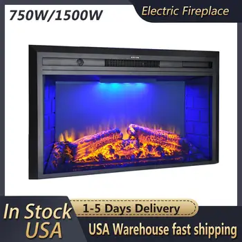 Online Wall-mounted Electric Fireplace With Thermostat And Timer Control 3 Flame Colors (35.6X9.05X21 Inches) USA Warehouse Shipping
