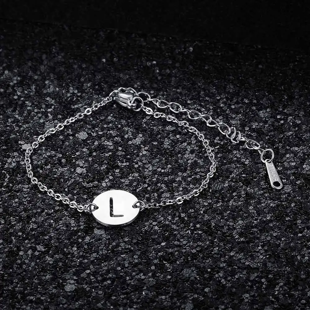 Потрясающее качество супер мода начальное название A-Z браслет для женщин из нержавеющей стали с надписью название ювелирный браслет дропшиппинг