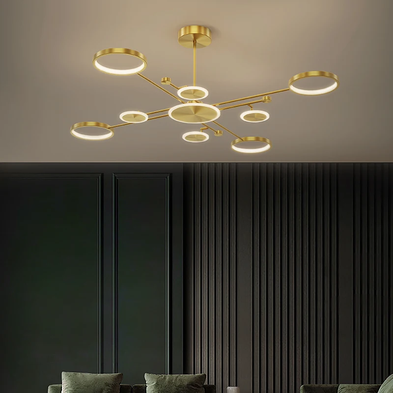 

LED Chandelier Remote Control for Living Room Study Bedroom Kitchen Home Black Branching Ring Ceiling Lamp Lighting Fixtures