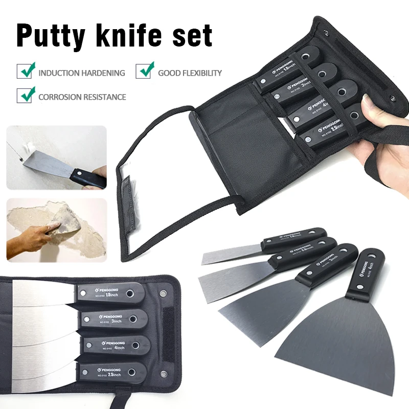 7PCS Putty Knives Set Flex Drywall Knife Paint Scraper Kit 7 Sizes Soft  Grip Handle Carbon Steel Blade Canvas Storage Bag Includ