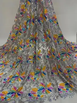 

5 yards sequins tulle Net Lace French tulle mesh Lace Fabric For dress JIANXI.C-586807 with sequins