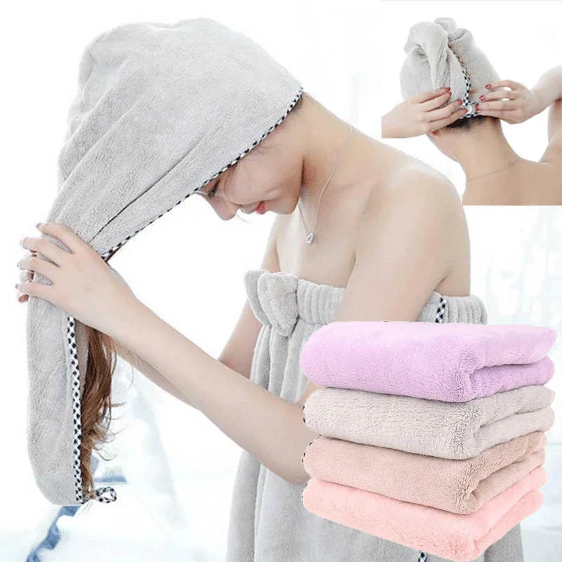 Новинка, горячее предложение, Женский Большой Быстросохнущий тюрбан для волос, полотенце для волос из микрофибры, банное полотенце, шапка