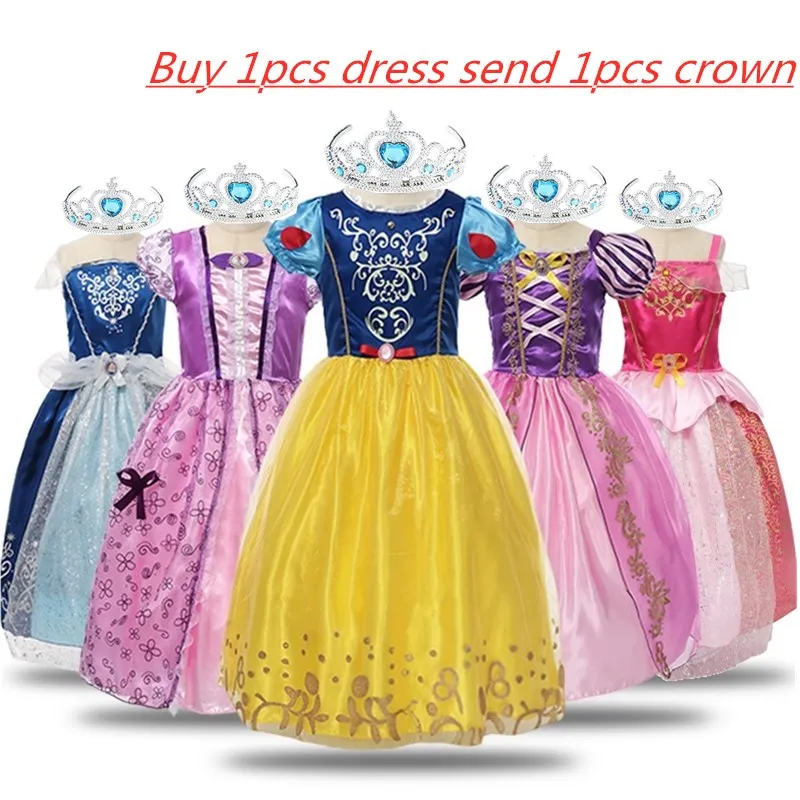 Платье Белоснежки для девочек; детское платье Золушки, Спящей красавицы, Рапунцель, Софии, принцессы Анны, Эльзы; платья для костюмированной вечеринки на Рождество
