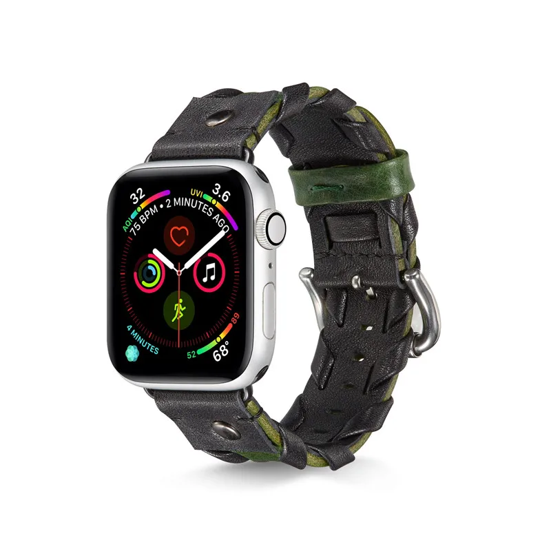 Кожаный сменный ремешок для часов 40 44 мм для Apple Watch 5 4 3 2 в стиле рок, панк, аксессуары для браслетов iWatch 38 42 мм, ремешок из натуральной кожи