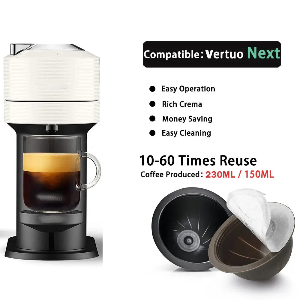 

Reusable Coffee Capsule For Vertuo Next ENV150 Vertuoline Plus Refillable Pods Good Grade PP