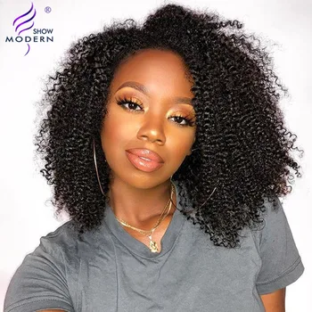 

13*4 Lace Front Human Hair Wigs For Black Women Natural Color Remy Peruvian Kinky Curly Wig with Pre Plucked Modern Show Hair