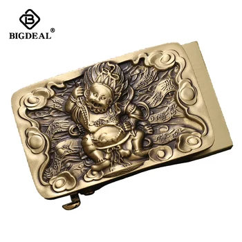 

Vintage Male Solid Brass Automatic Belt Buckle Genuine Leather Men Belt Ratchet Business Waistband Belts for Men 3.5cm Accessory