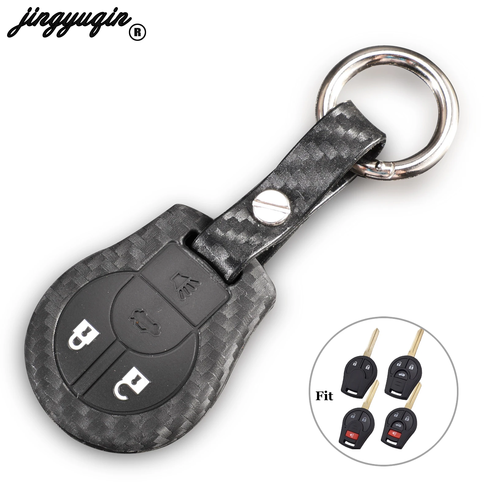 Jingyuqin для Nissan Juke Micra Qashqai Sunny Altima Cube March Tiida 2/3/4 кнопочный карбоновый силиконовый