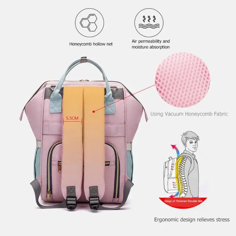 Beste LEQUEEN Kleurrijke Mummie Luiertas Baby Feeder Zak Moeder Fruit Waterdichte Verpleging Organizer Vrouwen Reizen Rugzak