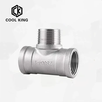 

CK 3/8” 1/2" 3/4" 1" 1-1/4“ Male+Female+Female Threaded 3 Way Tee T Pipe Fitting DN10-DN32 BSP Threaded SS304 Stainless Steel