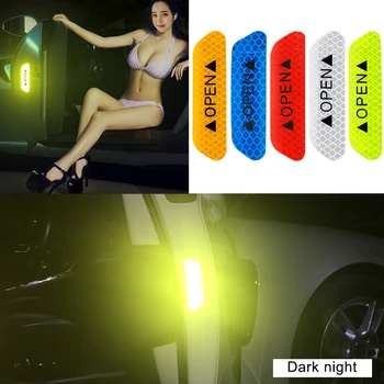 

4Pcs Car OPEN Reflective Tape Warning Mark Reflective Car Door Stickers for Renault Megane 2 3 Duster Logan Clio Laguna 2 Captur