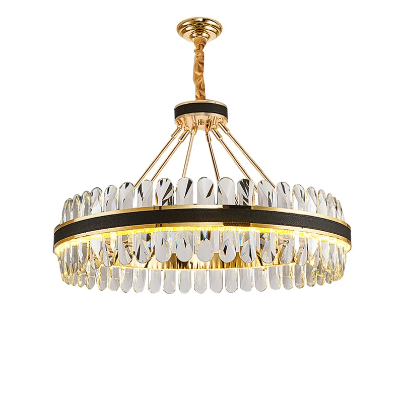 LED Postmodern Round Oval Crystal Chandelier Lighting Lustre Suspension Luminaire Lampen For Dinning Room
