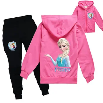 

Disney Frozen Baby Long Sleeve Pullover Hoodie and Black Pants Thanksgiving Outfits for Girls Boys Fall Winter Elsa Clothes Sets