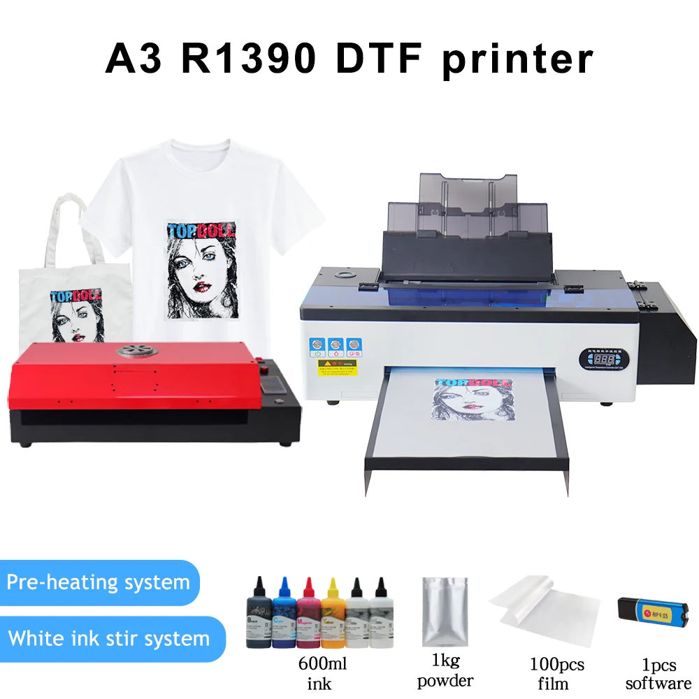 A3 DTF Printer Set T shirt Printing Machine Heat Transfer Film Printer