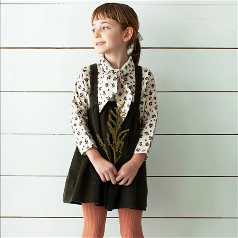 Soor Ploom/детское красивое зимнее платье на бретельках; вельветовые джинсовые платья-пачки; Модная одежда для маленьких девочек; зимнее платье для детей