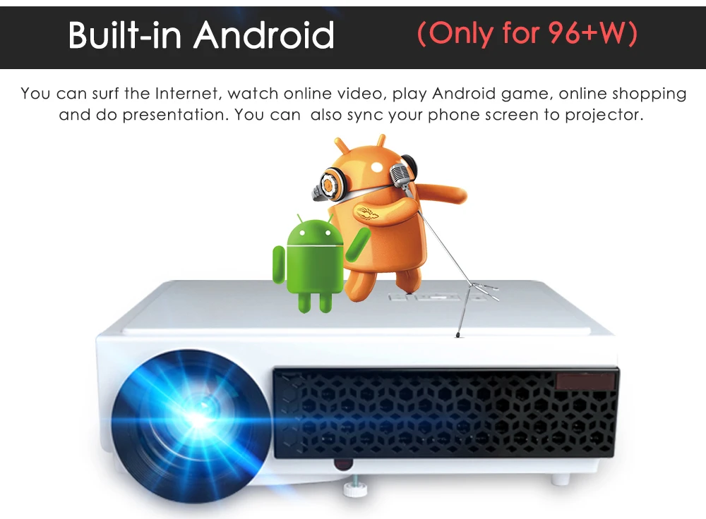 Проектор Poner Saund LED96 + Wi Fi Android 6 0 Full HD 1080P 5500 люмен 10 м HDMI настенный кронштейн экран