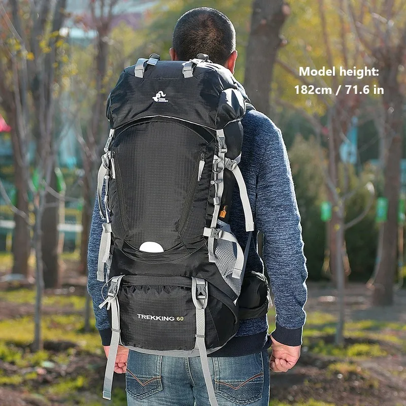 

60L Waterproof Hiking Camping Bag Woman Outdoor Trekking Travel Backpack Army Man Hunting Mountain Backpacks Rain Cover Rucksack
