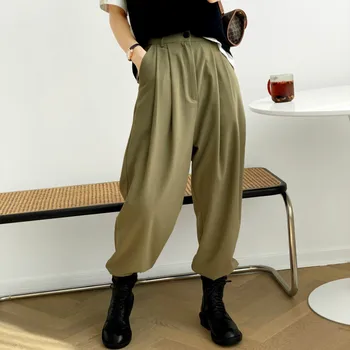 

High-waisted with wide-leg pants for women 2020 new fall slouching wide-legged pant Full Length Loose Solid trousers woman