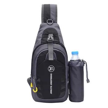 

Detachable Unisex Zipper Opening Water Bottle Pouch Sports Large Capacity Anti Scratch Waterproof Nylon With Buckle Chest Bag
