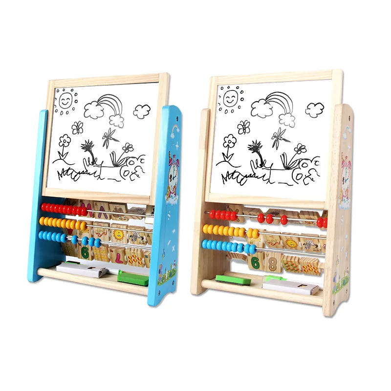 

Wood Mom Young CHILDREN'S Wooden Toys Multi-functional Three-in-One xue xi jia Drawing Board Pinyin with Numbers Turning Plate M