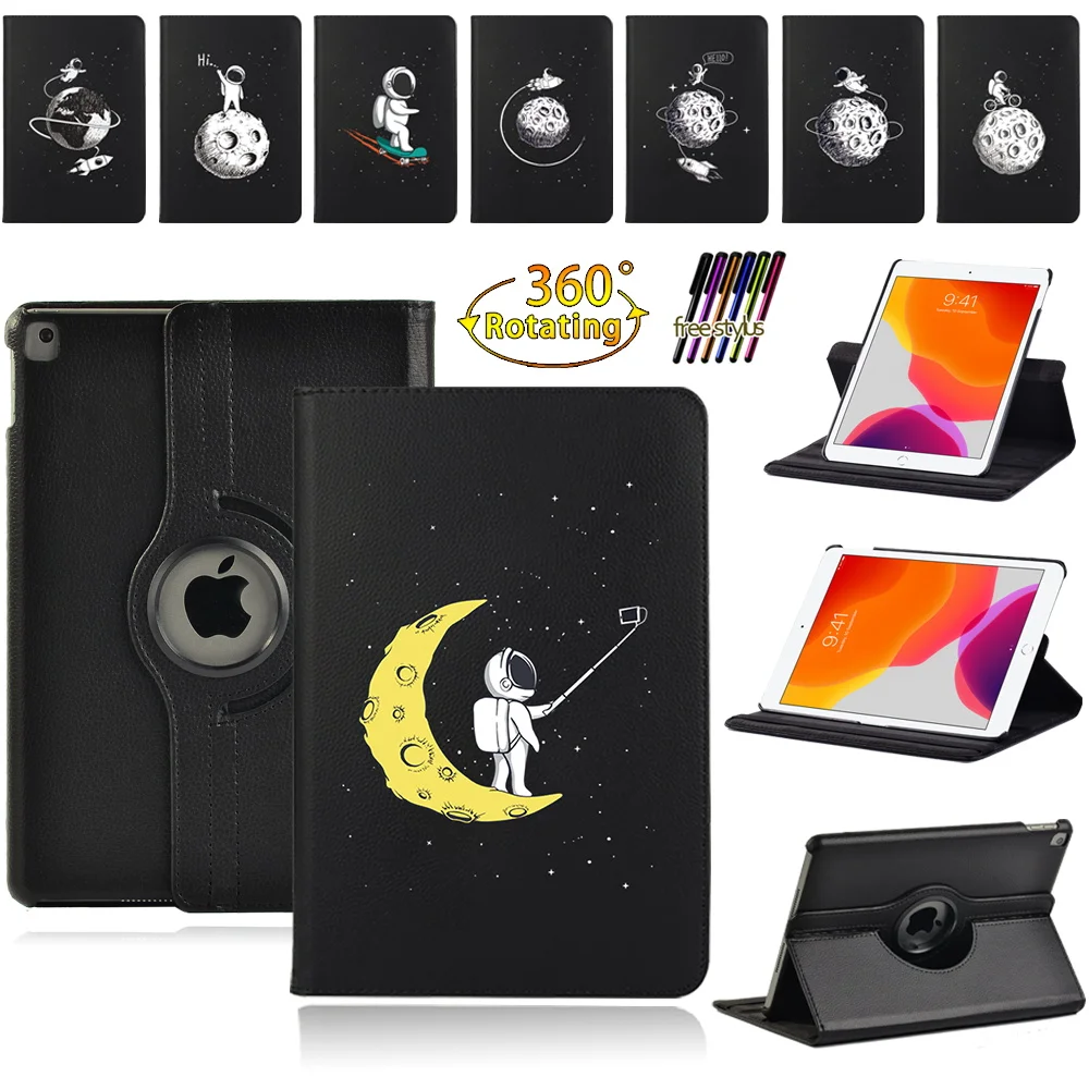 

For Apple Ipad Mini 4/5/ipad 2/3/4/IPad 5/6/7/8th - Print Series Pattern Leather Stand 360 Degrees Rotating Tablet Cover Case