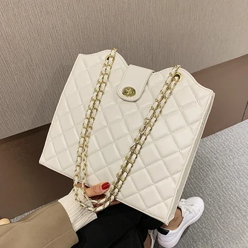 

Lattice Large Tote bag 2020 New High quality PU Leather Women's Designer Handbag Large capacity Chain Shoulder Messenger Bag