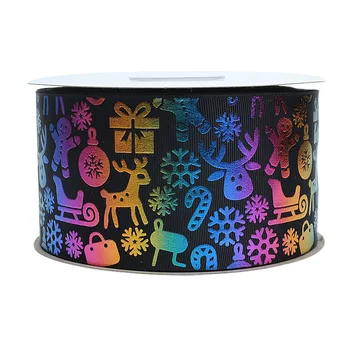 

(50 yards/lot ) Merry Christmas 3 inch colorful Christmas series laser foil hologram ribbon
