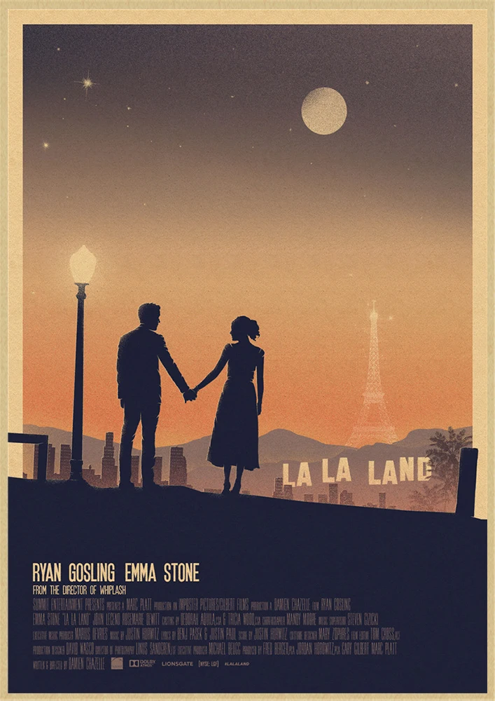 LA LA LAND movie Retro Kraft Paper Poster Retro Wall art crafts sticker Living Room Paint Bar Cafe Decorative Paintings