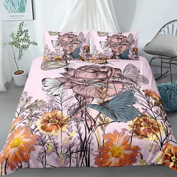 

Beautiful Insect Butterfly Bedding Set Duvet Cover Bohemian Bedspreads For Adults Bedclothes 3pcs Bed Sets