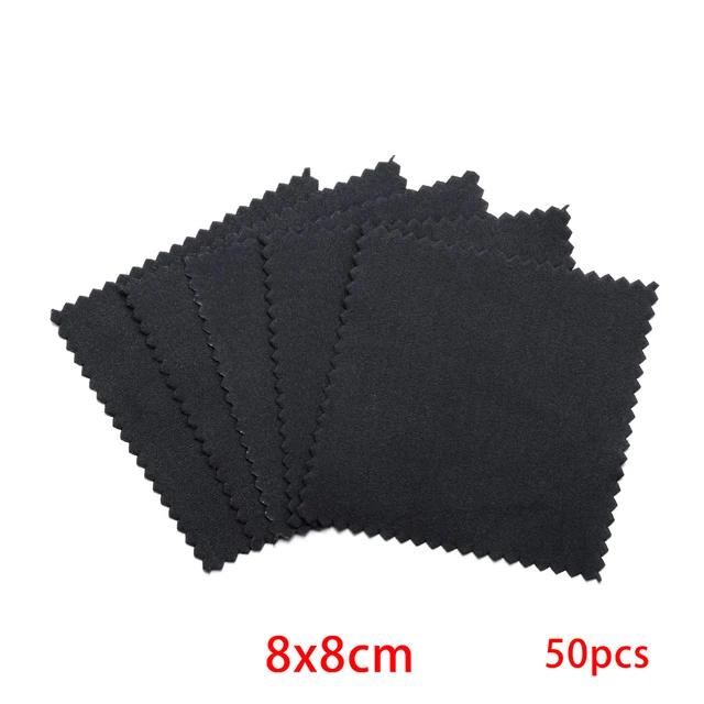 10-50pcs Polish Polishing Cloth Silver Color Cleaning  Polishing Cloth Soft Clean Wipe Wiping Cloth For Silver Gold Jewelry Tool Black 8x8 50Pcs