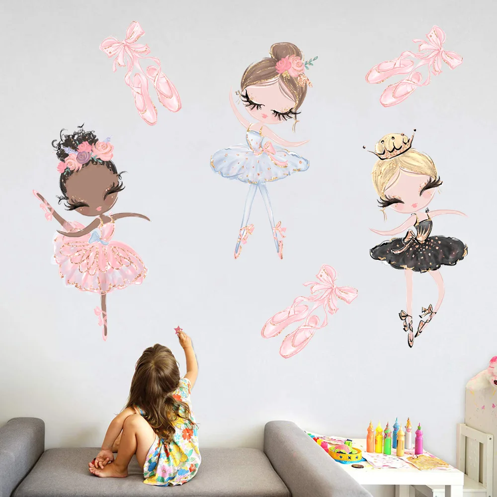 Fairy Princess Unicorn Wall Stickers for Kids Rooms Girls Cute Ballet Dancer Flower Star Wallpaper Nursery Baby Room Decoration 4 Fairy Princess Unicorn Wall Stickers for Kids Rooms Girls Cute Ballet Dancer Flower Star Wallpaper Nursery Baby Room Decoration 4