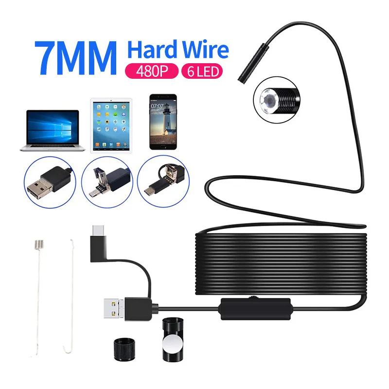 1080P/640P USB Endoscope Inspection Camera 3 in 1 USB/Micro USB/Type-C Endoscope Camera Borescope with 8 LED for Samsung Huawei best security camera system Surveillance Items