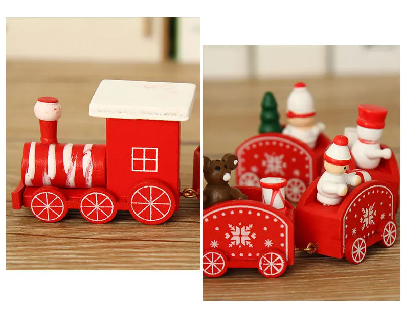 Рождественские украшения, пятисекционный поезд, Рождественский мультяшный детский подарок, деревянные оконные украшения, с фабрики