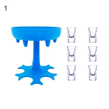 

6 Shot Multi-occasional Convenient Practical Stylish Glass Dispenser Revolving Filling Liquid Drinking Party Decanter Holder