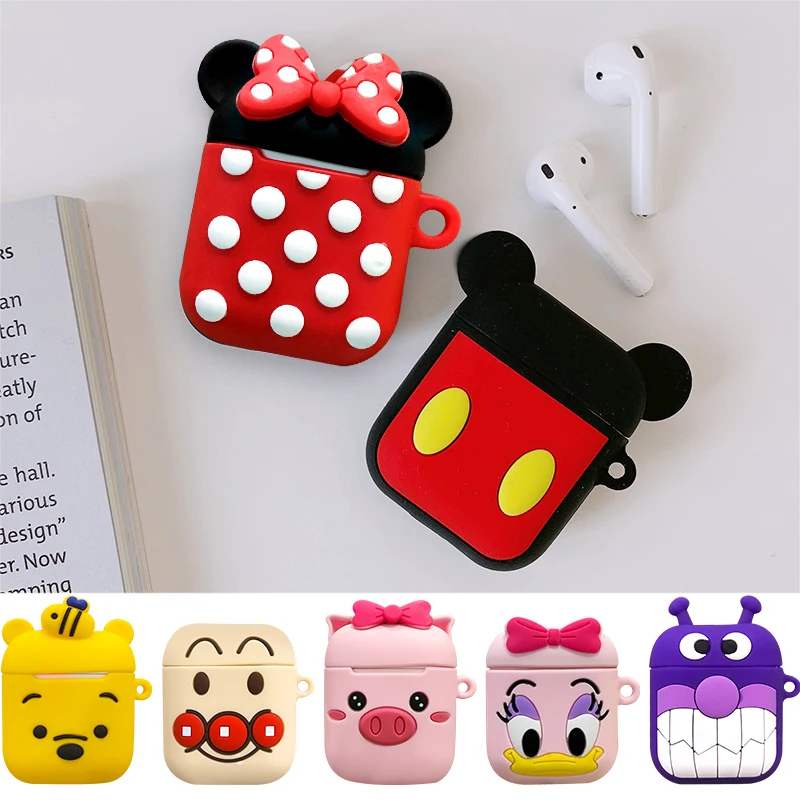 

For AirPods 1 2 Case Cute Cartoon Protective Cover For AirPods 1 2 Wireless Earphone Cases Headphone Sleeve Pouch with Hook