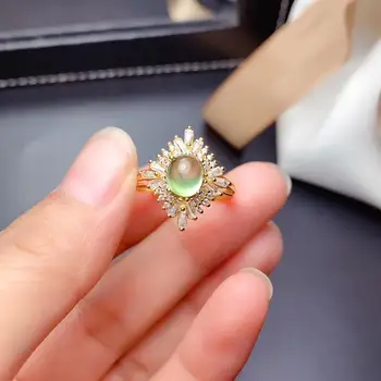 

Prehnite ring Natural And Real Prehnite Ring Wedding Engagement Rings for Women 925 sterling silver Ring