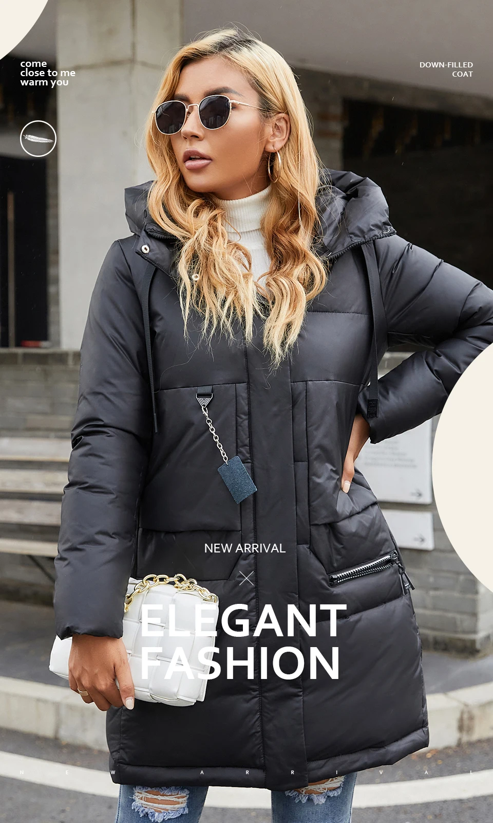 long down puffer coat HaiLuoZi 2021 Winter  Women Jacket Classic Lengthened Thick Women's Coat Fashion Hood Solid Color Casual Windproof Parka 6086 long black puffer coat