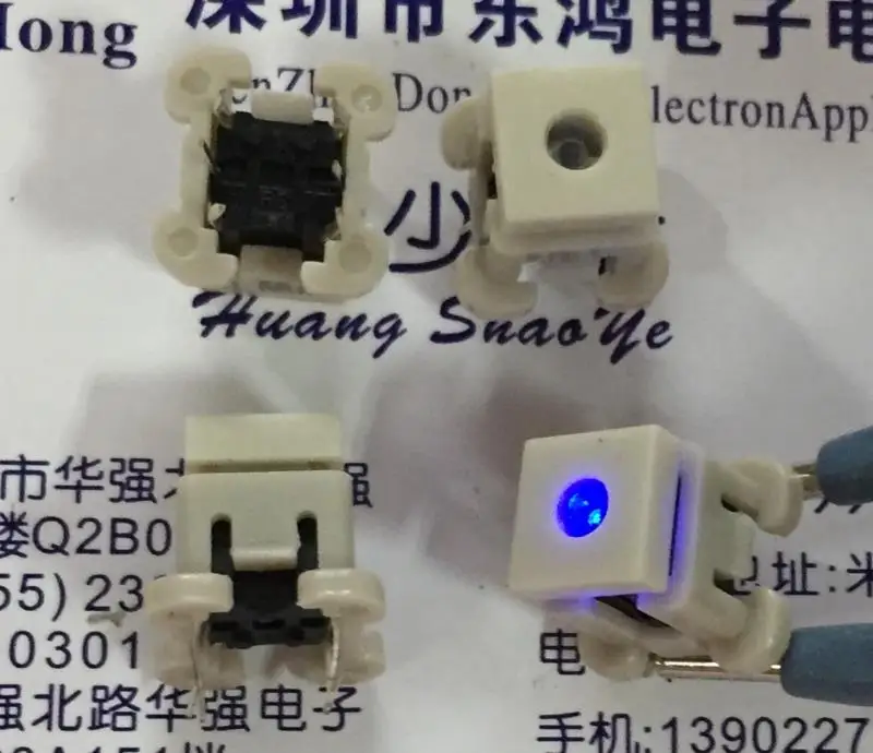 

20PCS/LOT 8*8*10 touch switch with blue light, LED press switch, with cap, blue indicator light, press switch