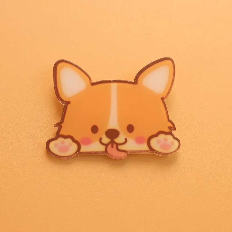 Счастливый маленький Собака Kawaii мультфильм значок животное брошь Значки рюкзак «сделай сам» Значки на одежду акриловые значки - Цвет: 2