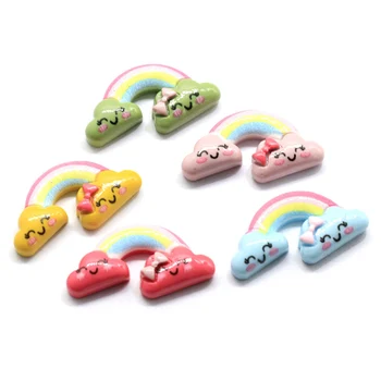 

10Pcs Cartoon Smiley Cloud Rainbow Flatback Resin Cabochon for Hair Bows Accessories DIY Scrapbooking Decoration Craft 13*25mm