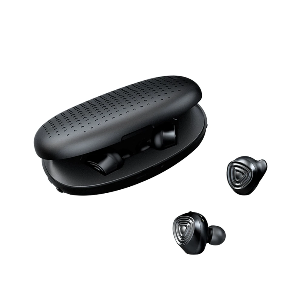 KISSCASE D08 Mini Dual V5.0 беспроводные наушники Bluetooth наушники 3D стерео звук наушники с двойным микрофоном и зарядным устройством - Цвет: Черный