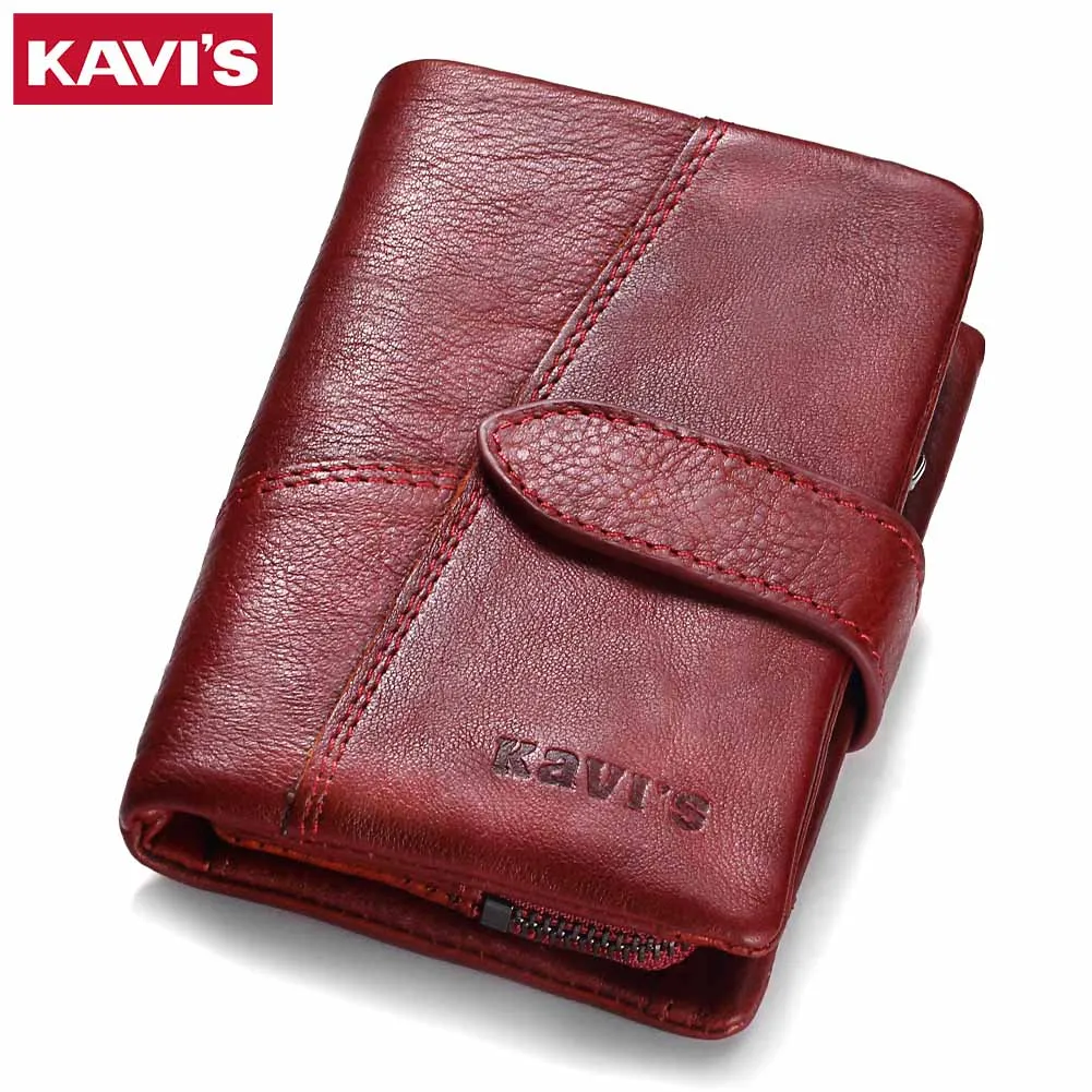 Coin Purse Money-Bag Portomonee Walet KAVIS Genuine-Leather Rfid Small Female Girls Lady