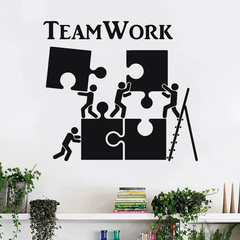 

WJWY Teamwork Motivation Decor For Office Worker Puzzle Wall Stickers Modern Interior Wall Decoration Art Vinyl Wall Decal