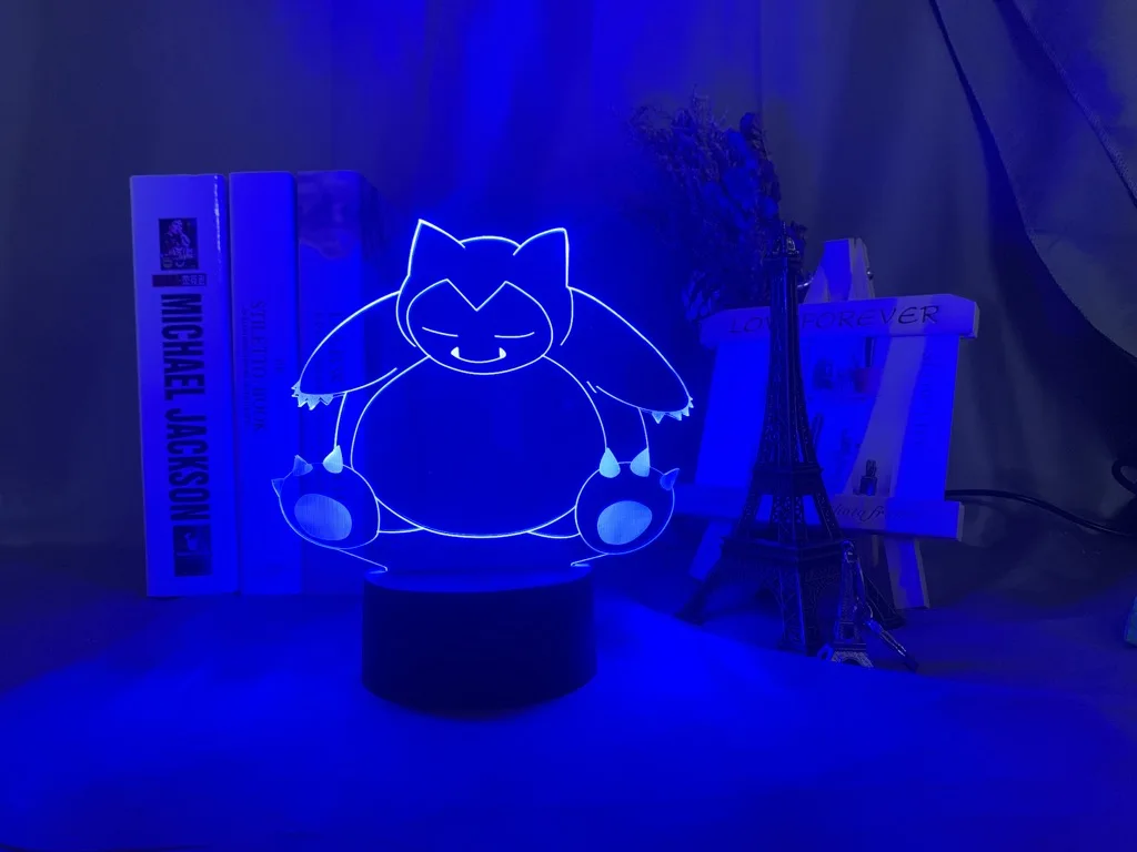 3d ночник Snorlax рисунок для детей мальчик спальня атмосфера сенсорный датчик Usb Настольный ночной Светильник игра Pokemon Go Kabigon 3d ночной Светильник