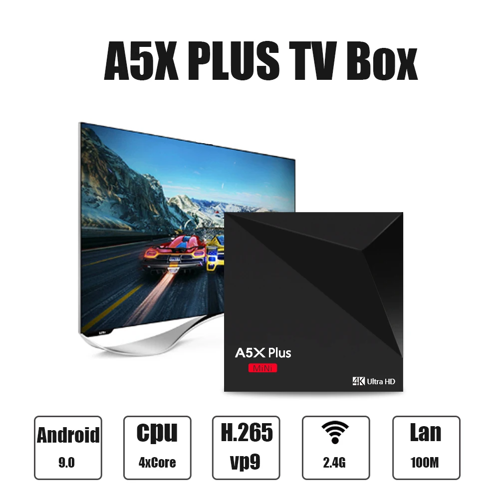 A5X Plus Мини Смарт ТВ приставка Android 9 0 2GB + 16GB Rockchip 3328 2 4G wifi 100M LAN HD телеприставка 4K