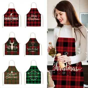 

Linen Merry Christmas Apron Christmas Decorations for Home Kitchen Accessories 2020 New Year Christmas Gifts