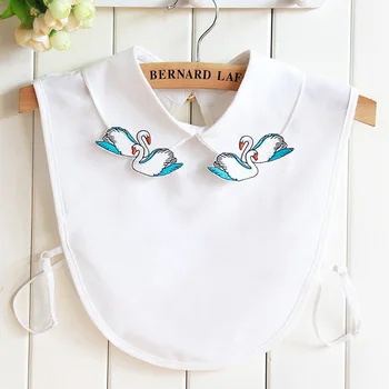 

Women Embroidery Hollow Out Lace Flower Sweater Shirt Fake Collar New Cardigan Cotton Chiffon Detachable False Collar Blouse Top