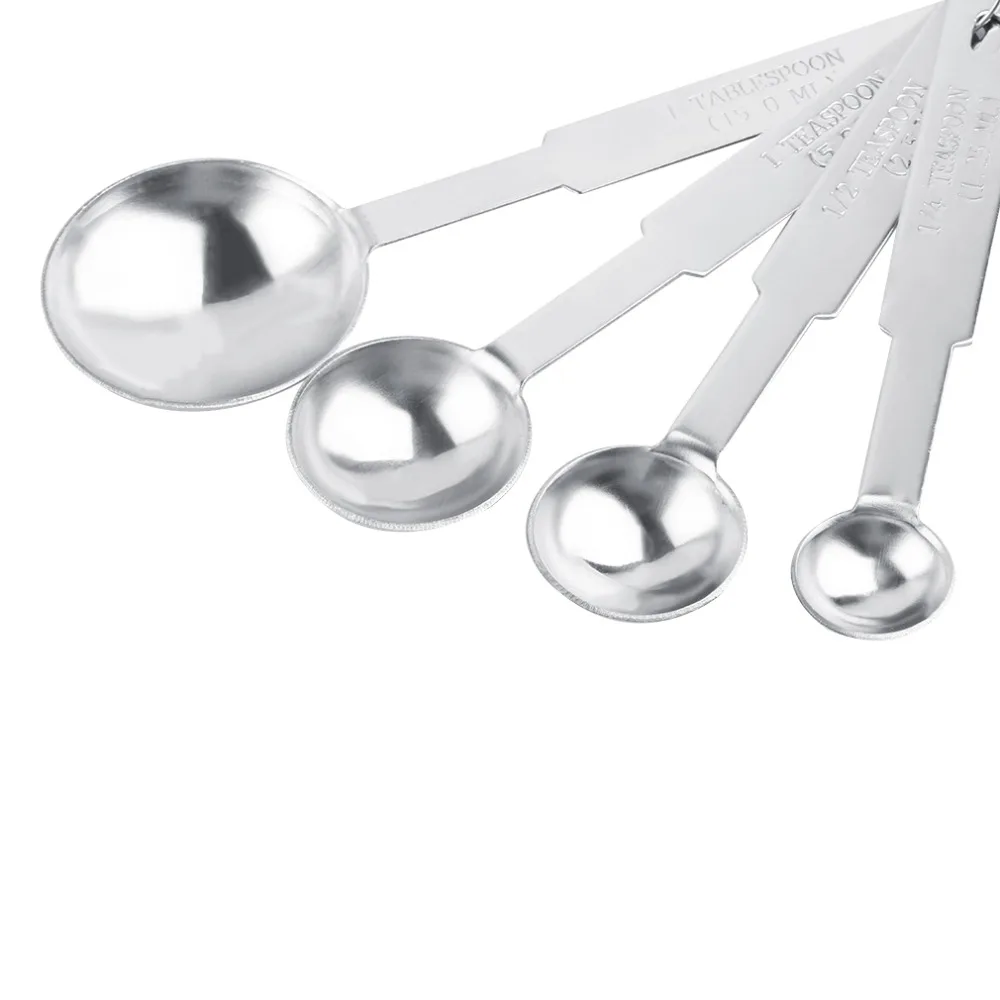 4pcs Kitchen Stainless Steel Tea Coffee Measuring Spoons Cup Baking Teaspoon